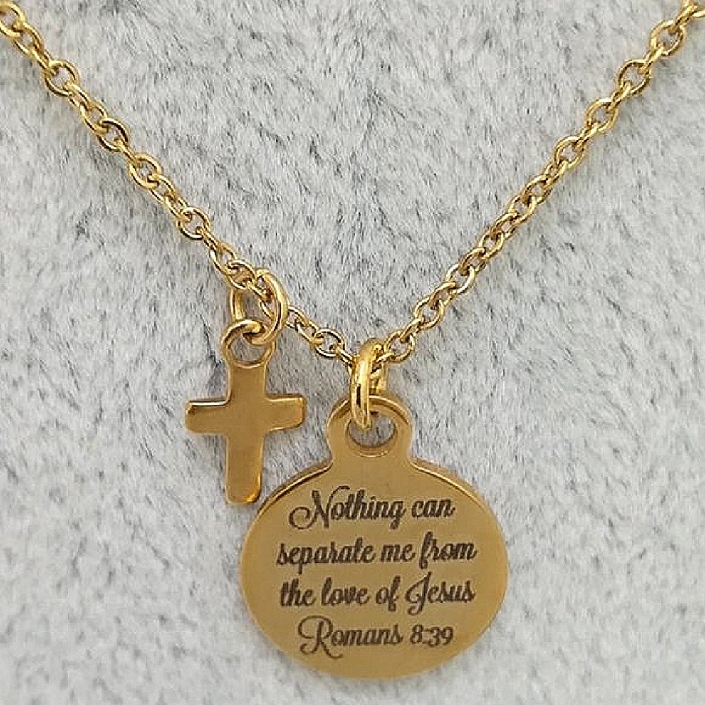 Gold Christian Bible Verse Scripture Necklace
